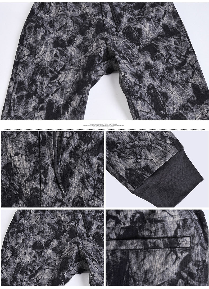 Crumple Tie Dye Faux Two Pieces Men Sweatsuit