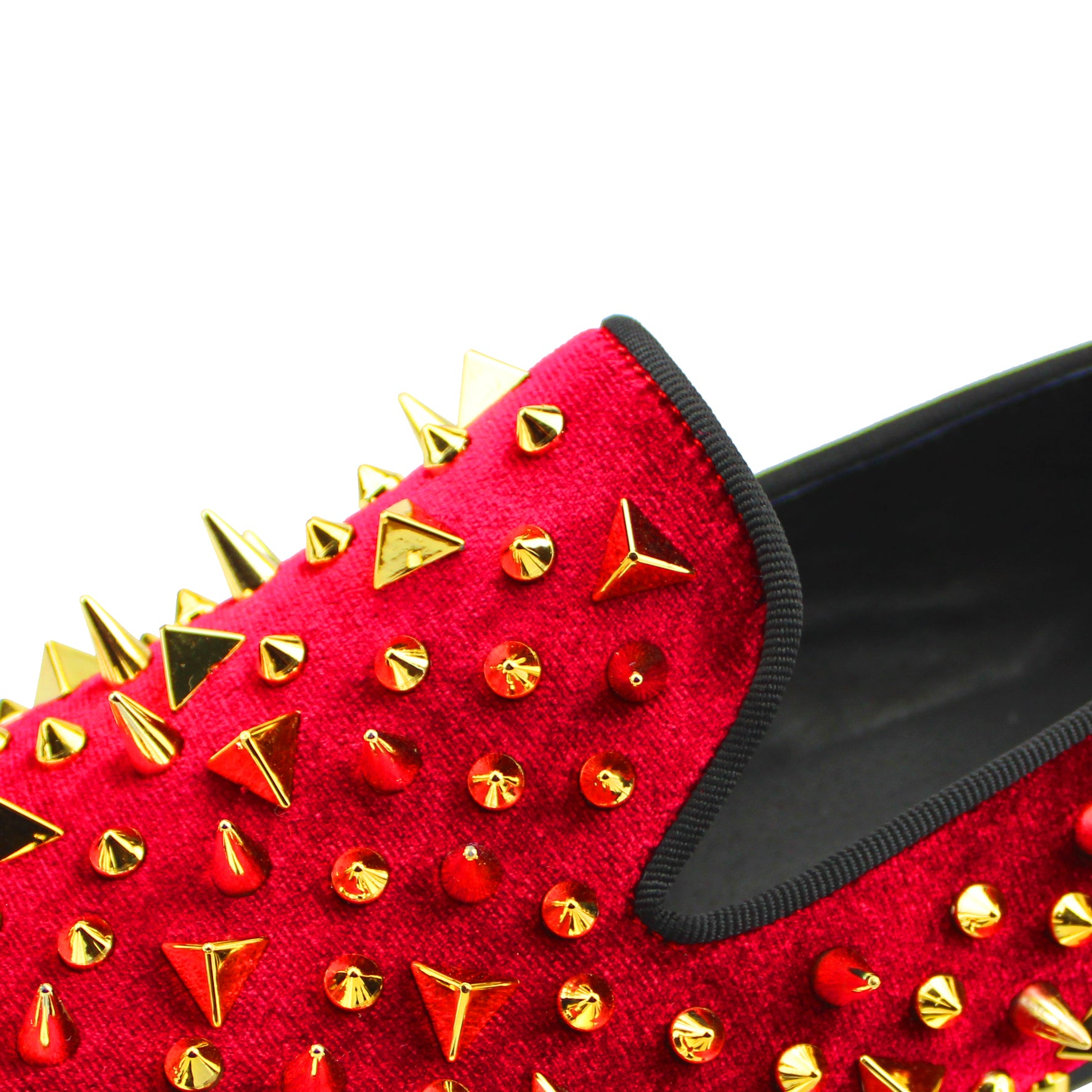 Multi Shape Rivet Spike Men Velvet Loafer Shoes