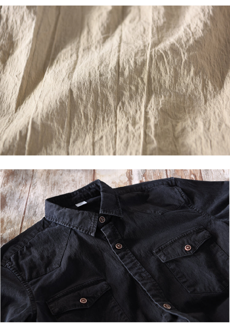 Chest Pockets Men Safari Look Long Sleeve Shirt