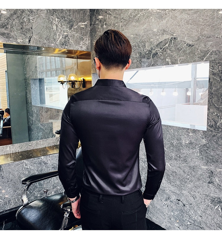 Flying Eagle Printing Chemise à manches longues pour hommes de style coupe ajustée