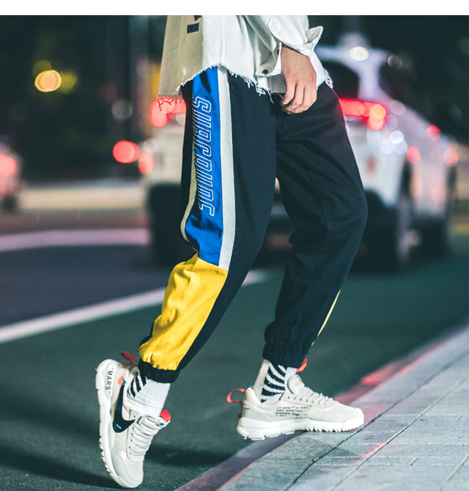 Bright Color Block Patchwork Men Jogger Sweat Pants - FanFreakz