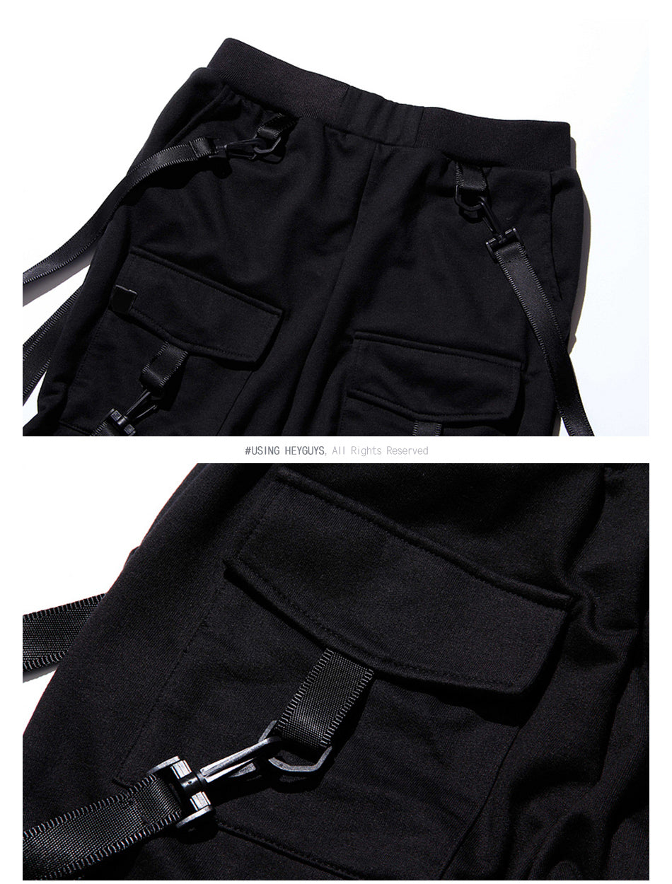 Suspender Style on Two Pockets Men Jogger Pants