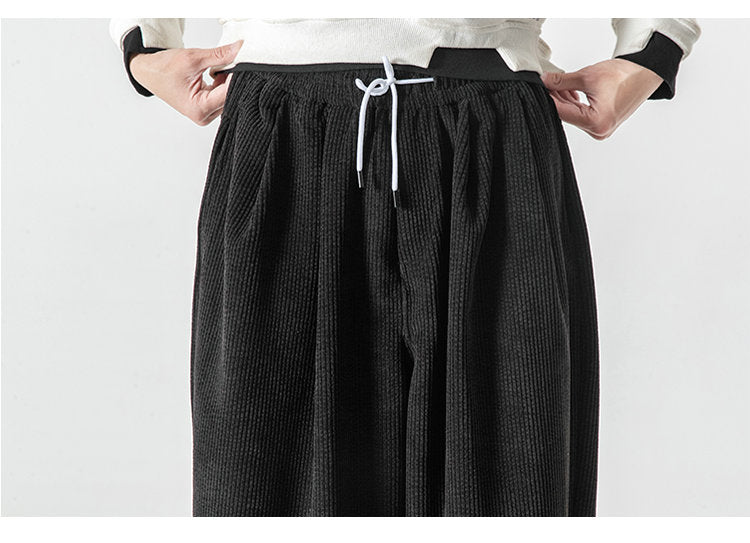 Solid Basic Corduroy Baggy Pants