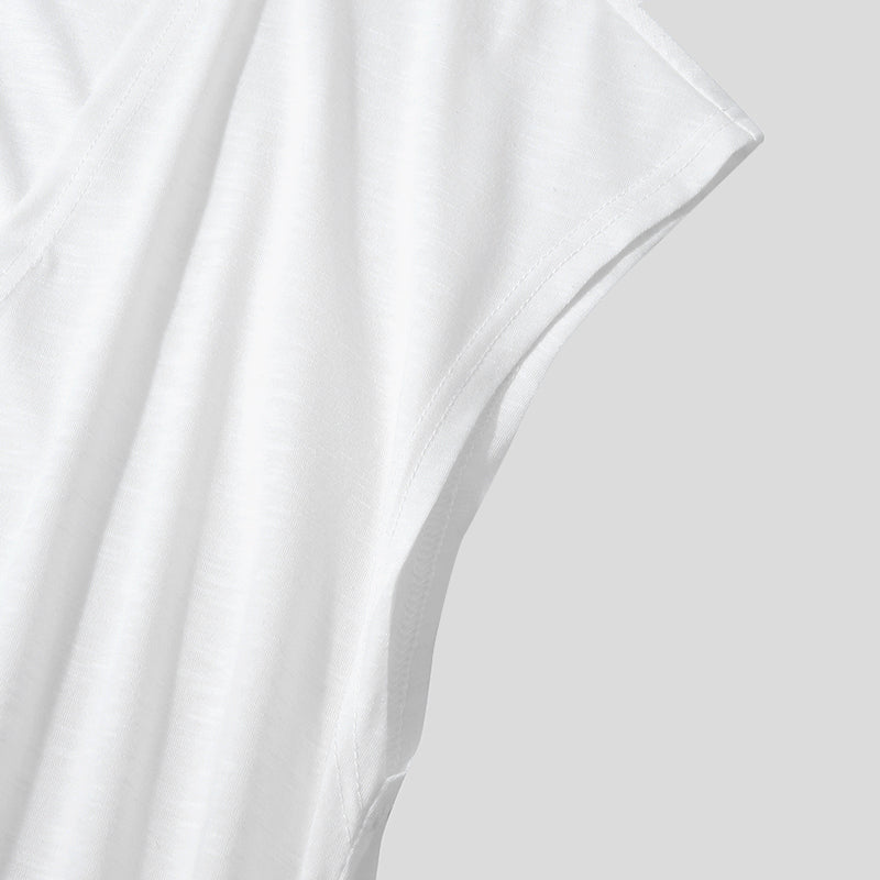 Mamelucos sin mangas con cuello en V profundo blanco