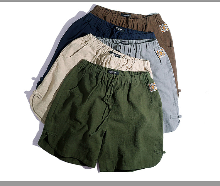 Short décontracté en lin respirant coupe ample