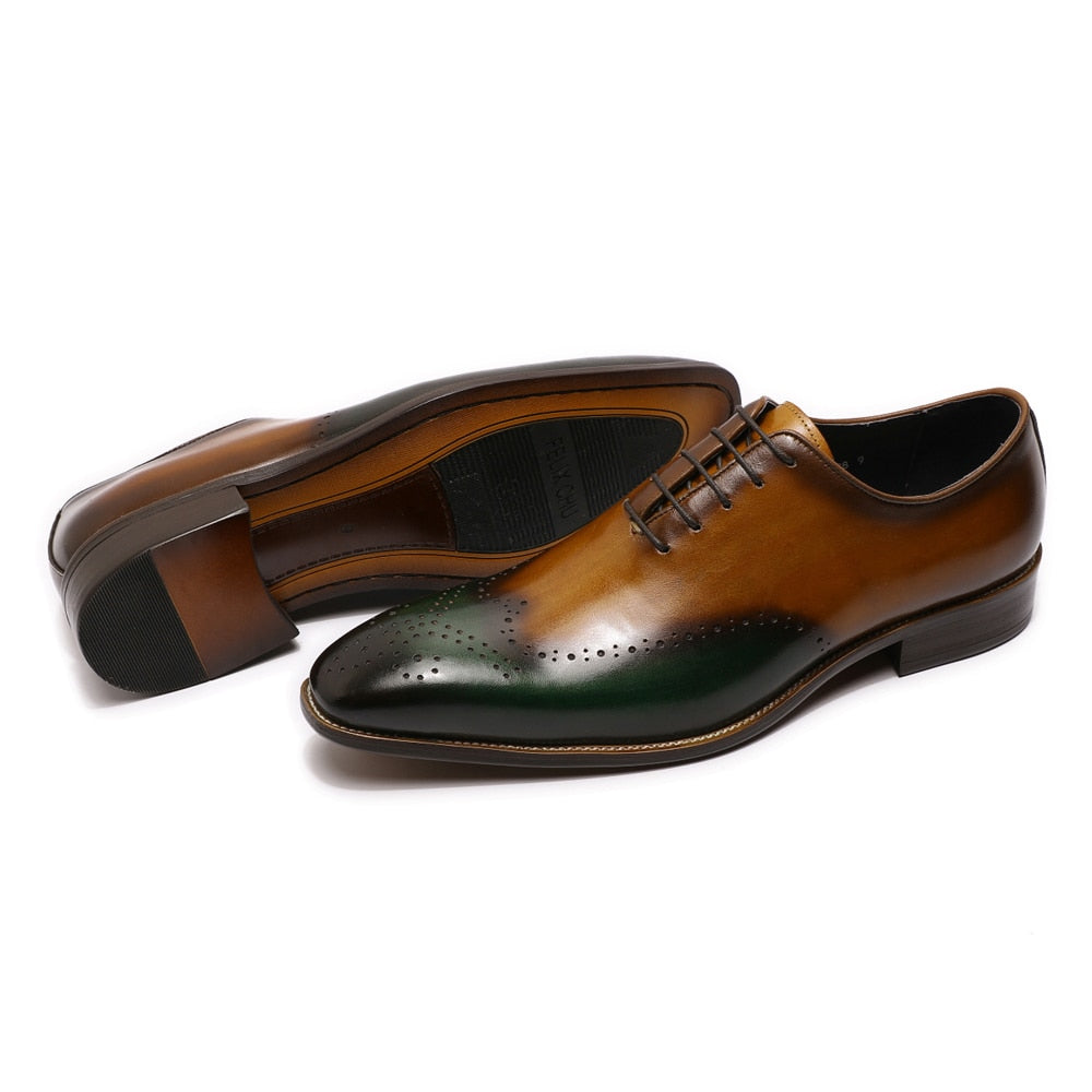Hand Painted Men Wingtip Oxford Shoes
