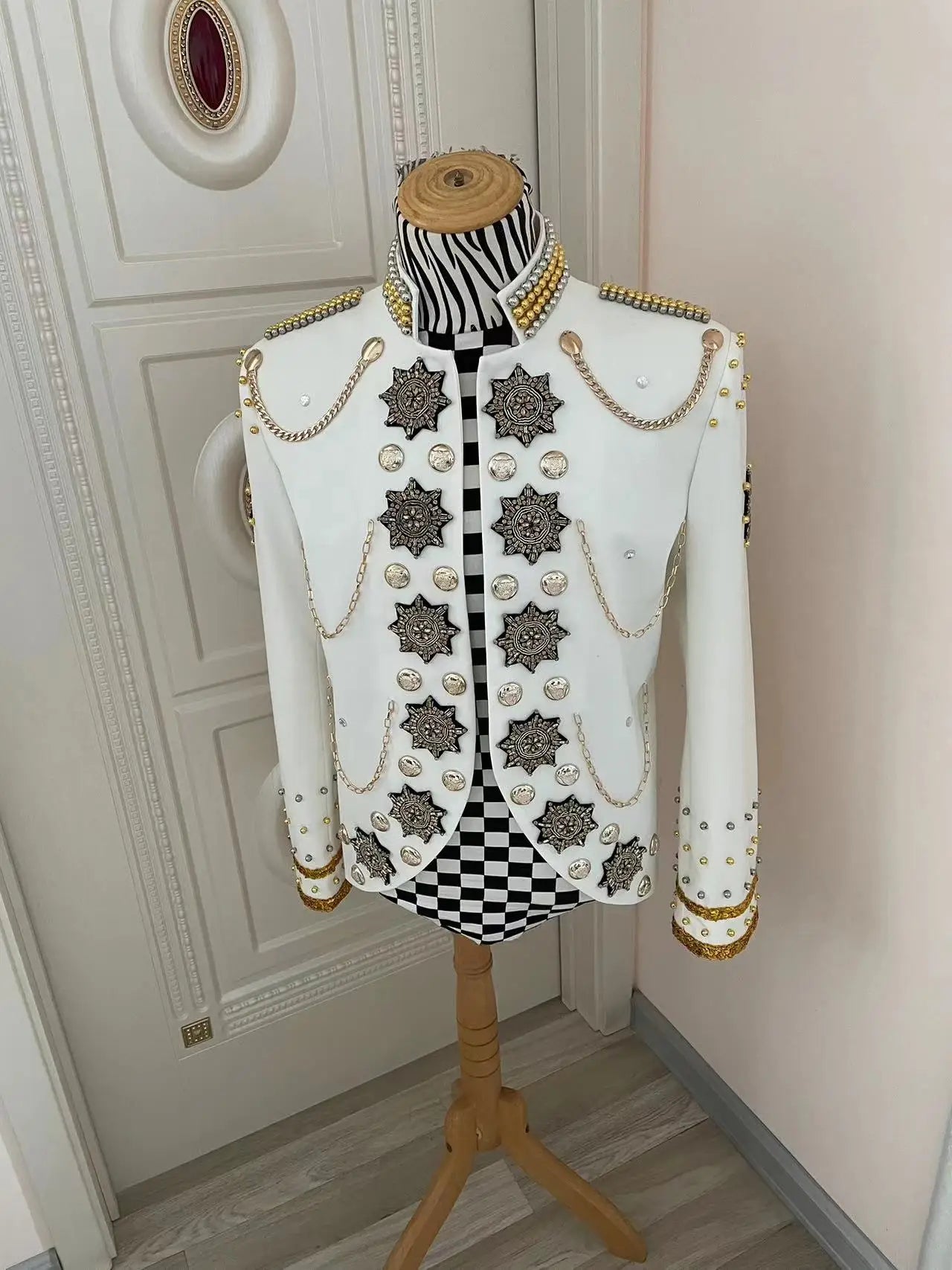 Chain Beads Rhinestone Performance Jacket