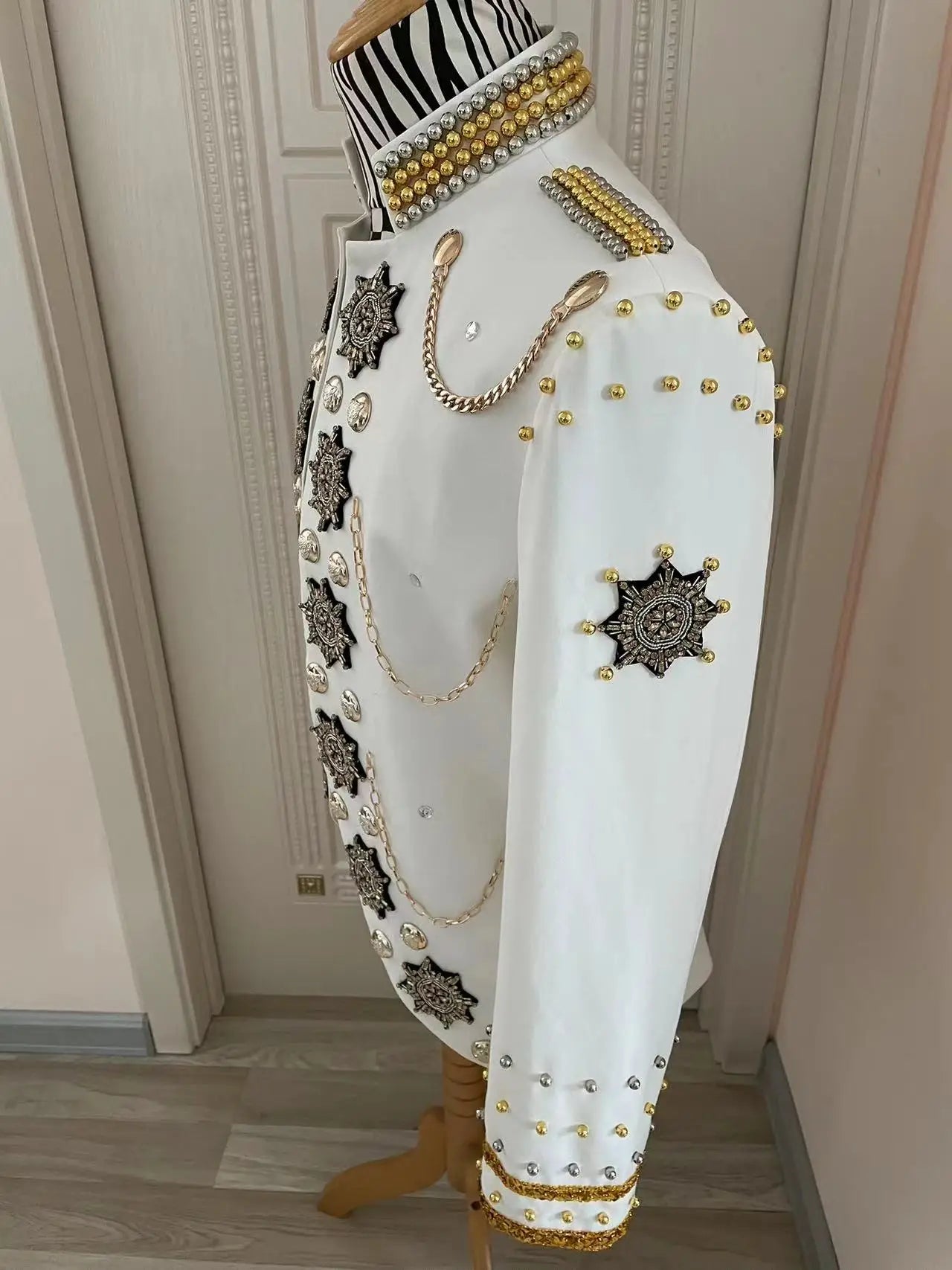 Chain Beads Rhinestone Performance Jacket