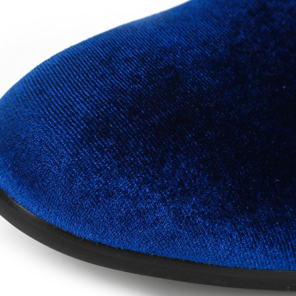 Blue Eyes Shape Sequin Detail Men Velvet Loafers Shoes - FanFreakz