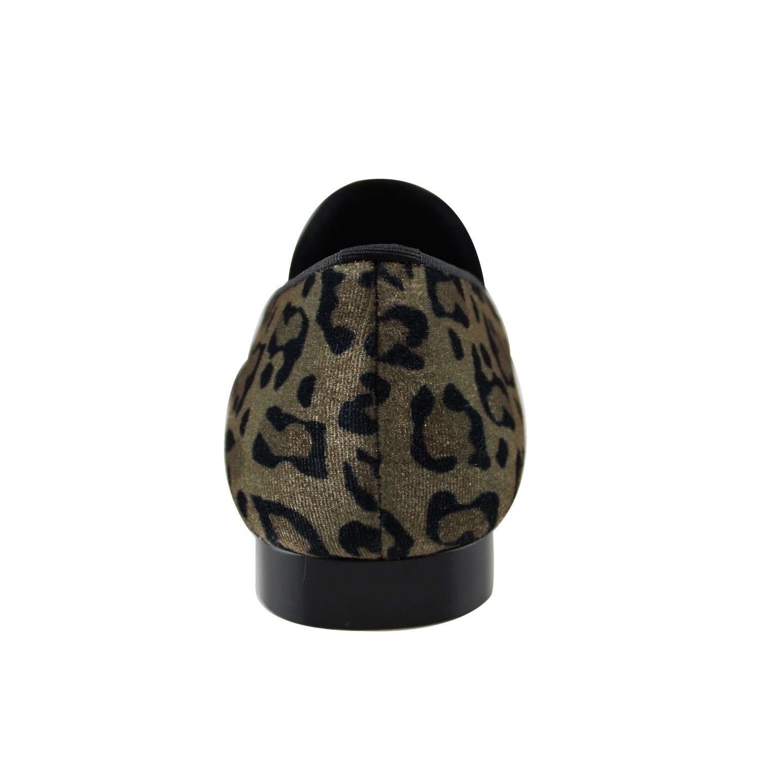 Leopard Print with Lion and Metal Strap Men Velvet Loafer Shoes