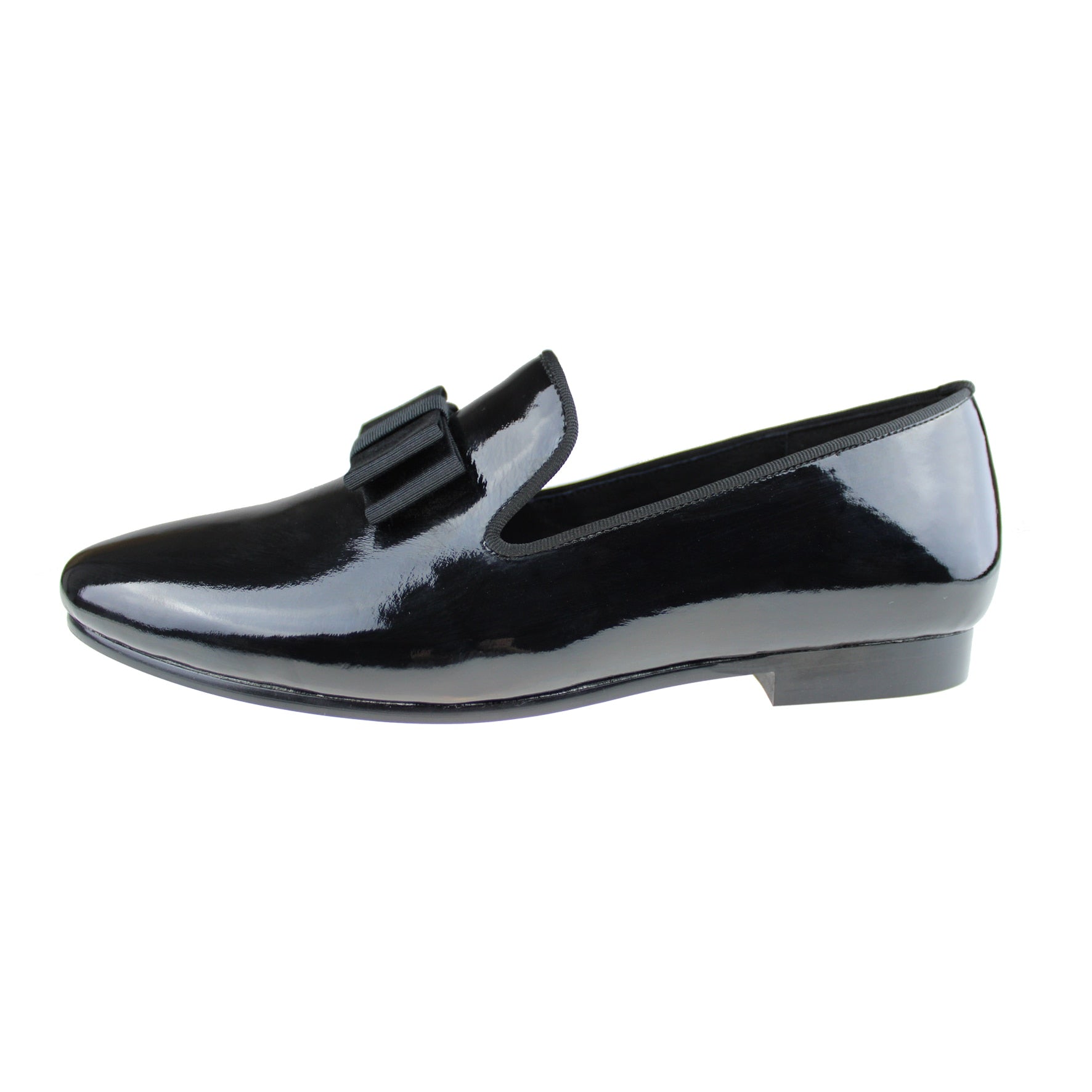 Black Patent Leather Dress Bow Tie Style Men Loafers Shoes - FanFreakz