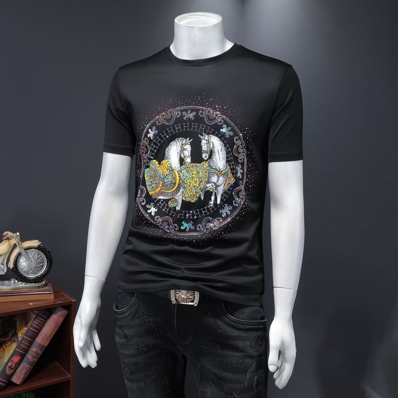 T-shirt décoré de chevaux de luxe double