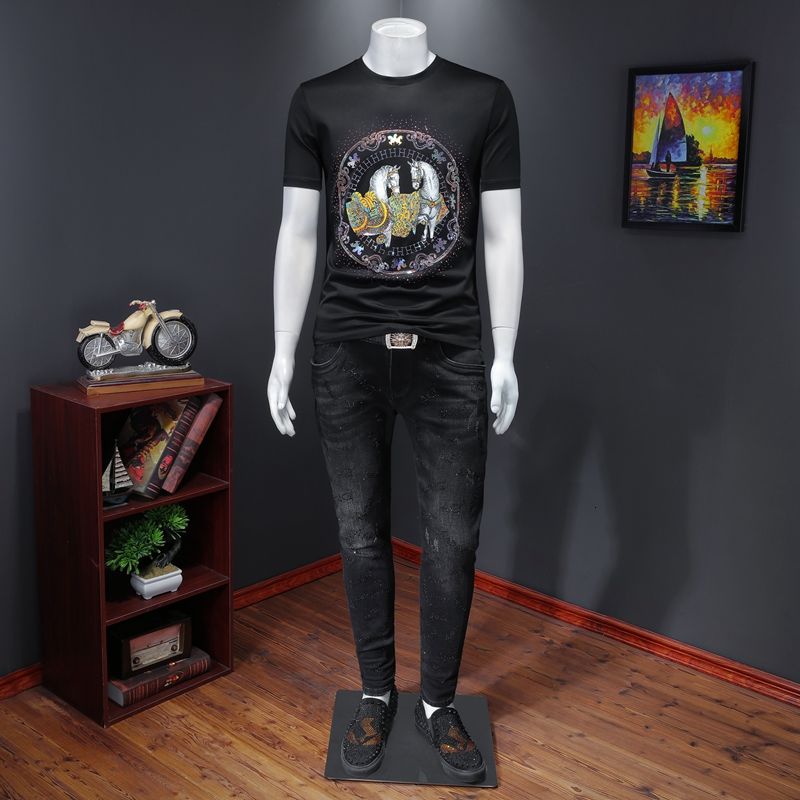 T-shirt décoré de chevaux de luxe double