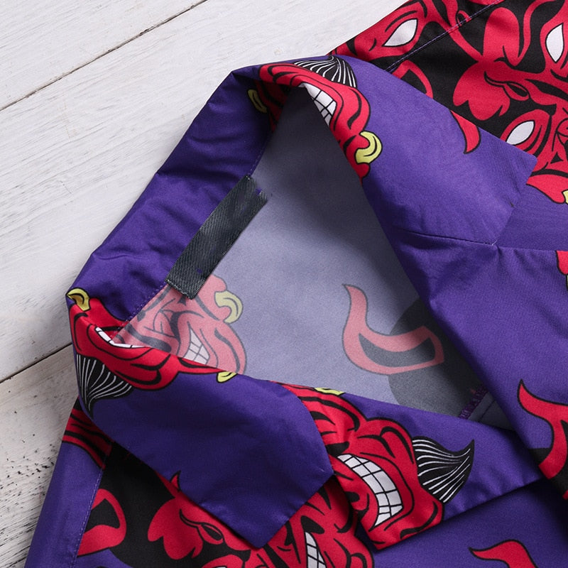 Hawaiian Solid Color Printed Devil Shirts