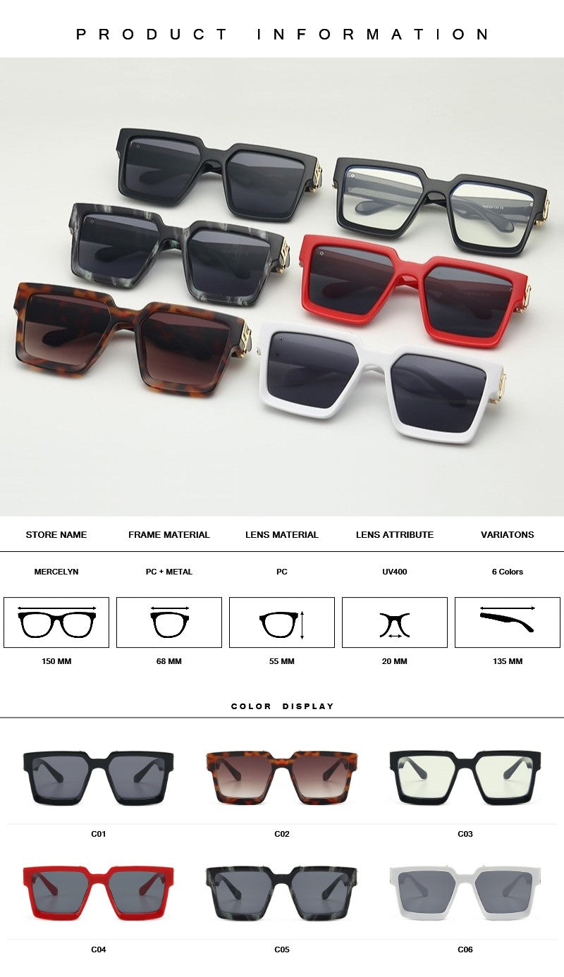 Gafas de policarbonato con detalles dorados y montura cuadrada para hombre