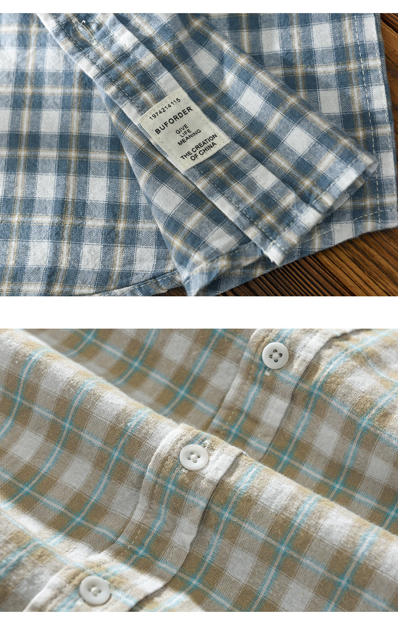 Casual Plaid Long Sleeve Cotton Shirt