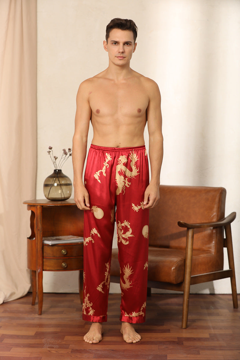 Dragon Pattern Satin Pajamas Robe
