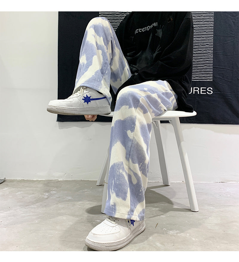 Blue Black Tie-Dye Baggy Jeans