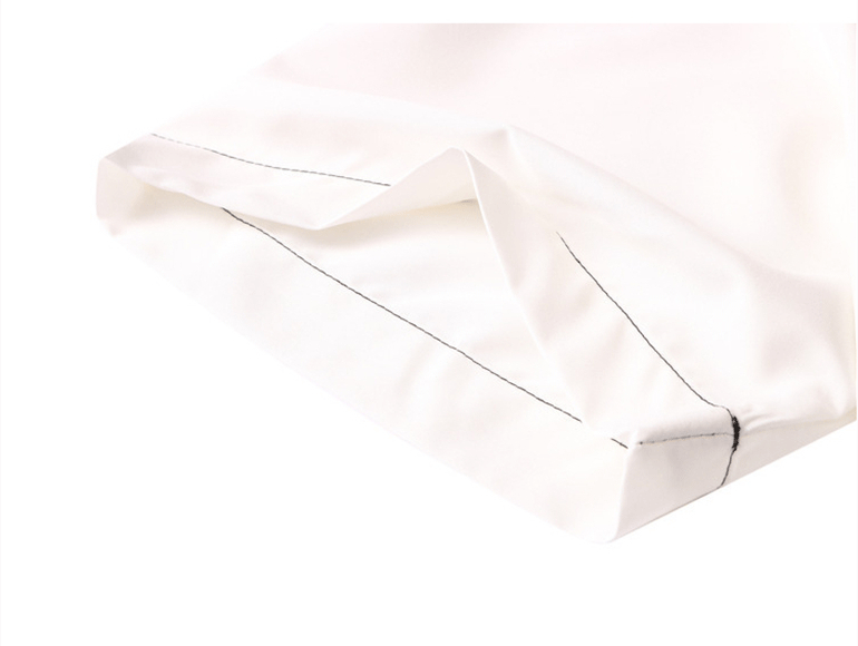 Camisa blanca estampada a mano azul