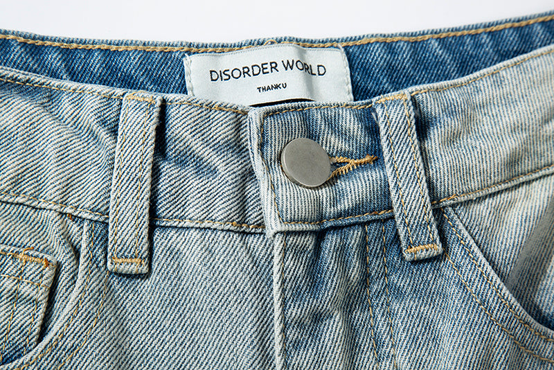 Rainbow Letters Embroidery Loose Jeans