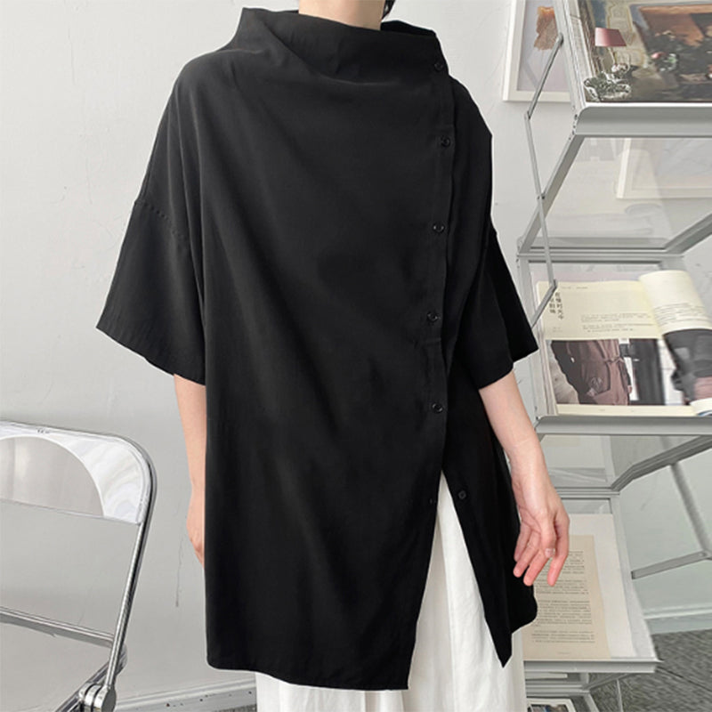 Solid Color Half Sleeve With Side Button Shirt