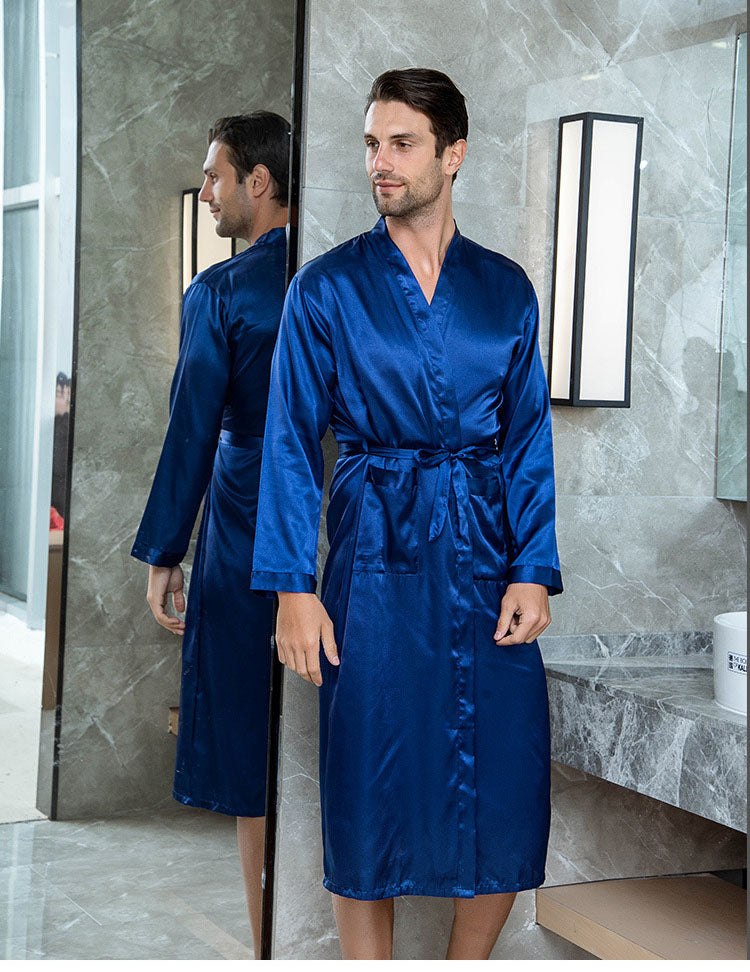 Long Solid Satin Sleeping Robe