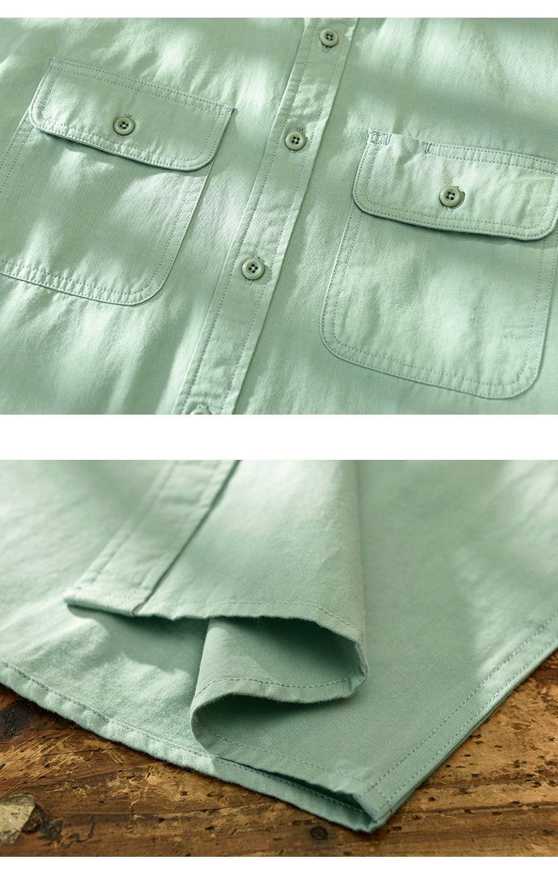 Basic Solid Double Flapped Pocket Style Shirt