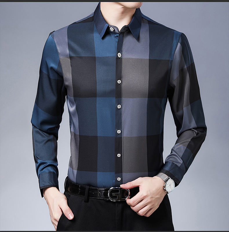 Chemise à manches longues à carreaux