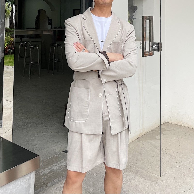 Costume Homme 2 Pièces Décoré Echarpes Solides