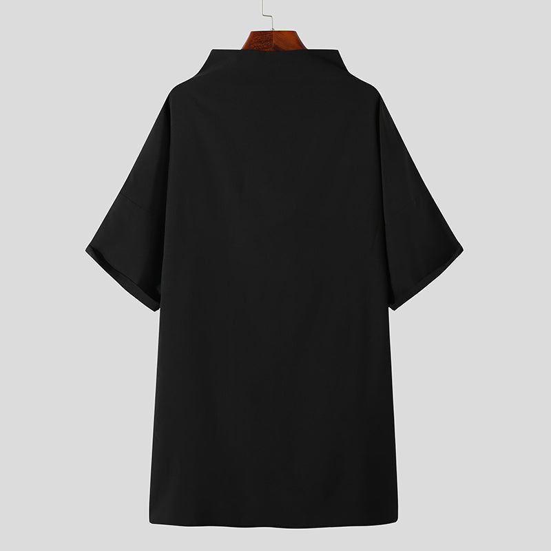 Solid Color Half Sleeve With Side Button Shirt