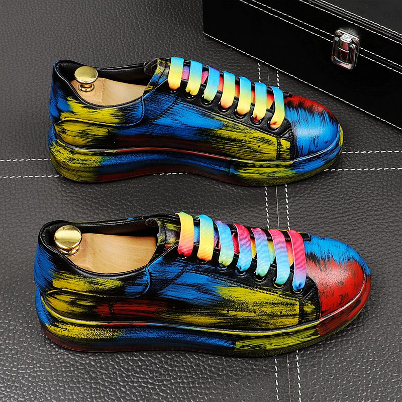 Cheerful Abstract Rainbow Color Painting Sneaker