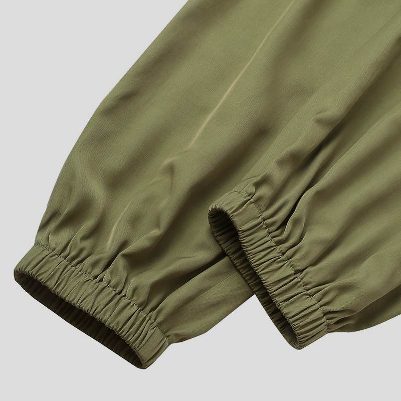 Solid Button and Drawstring Style Jumpsuit