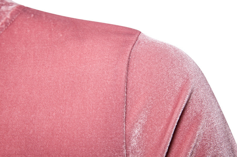 Solid Velvet Round Neck T-Shirt