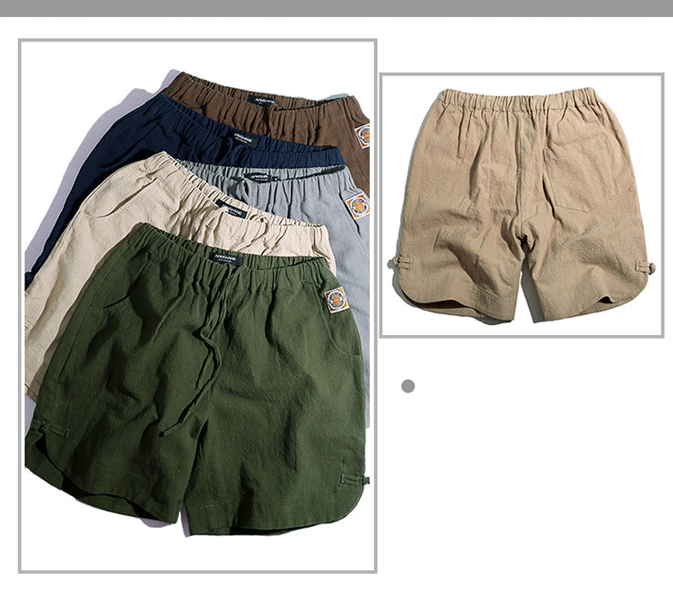 Short décontracté en lin respirant coupe ample