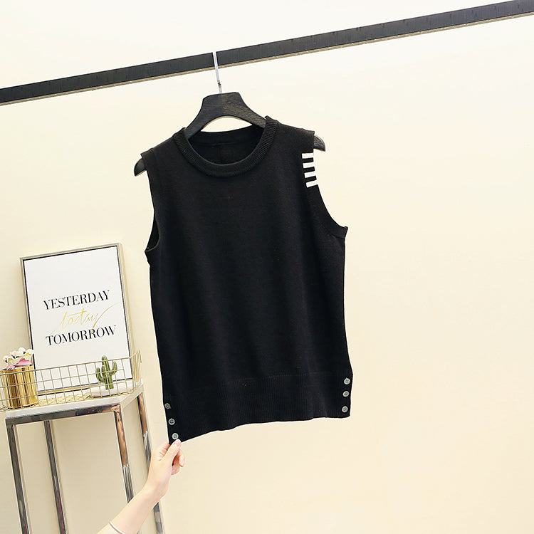 Harajuku Lil Button Stripe Pull Gilet