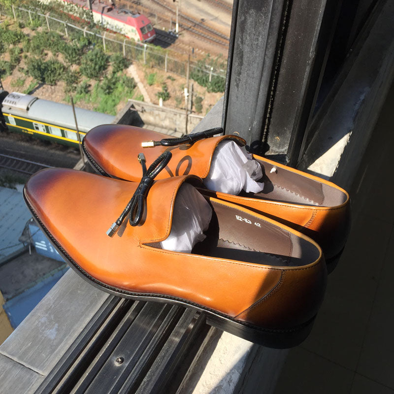 Luxury Men's Shoes Genuine Leather Slip On Black Brown