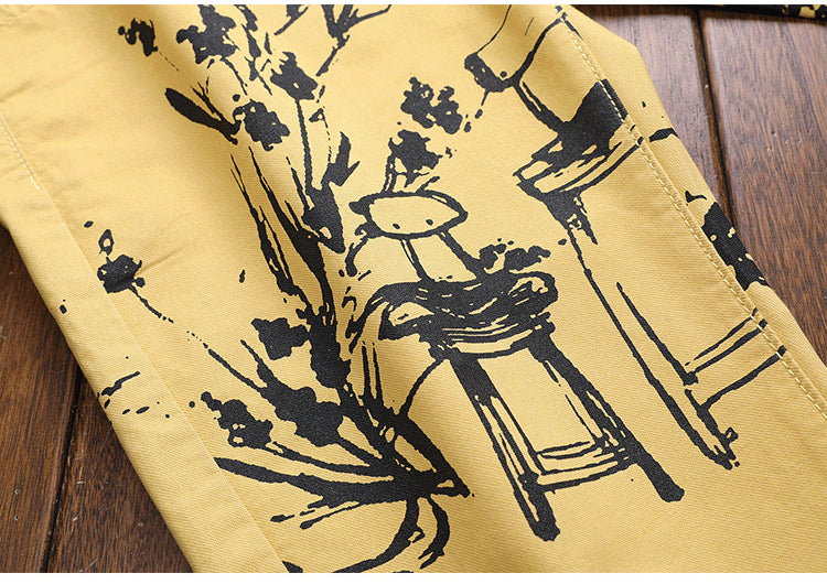 Chair and Bird Scenery Silhouette Jeans