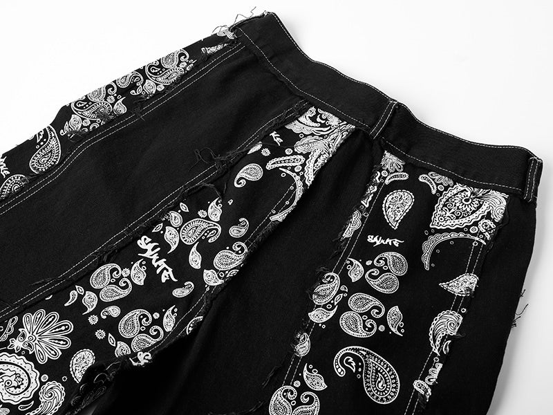 Vaqueros rectos sueltos con estampado floral