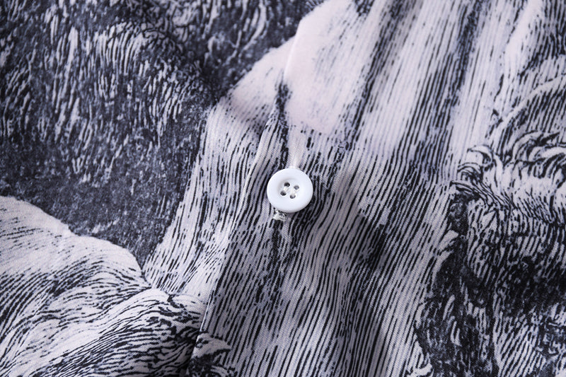 Grey Angelic And Lions Printed Polyester Shirt