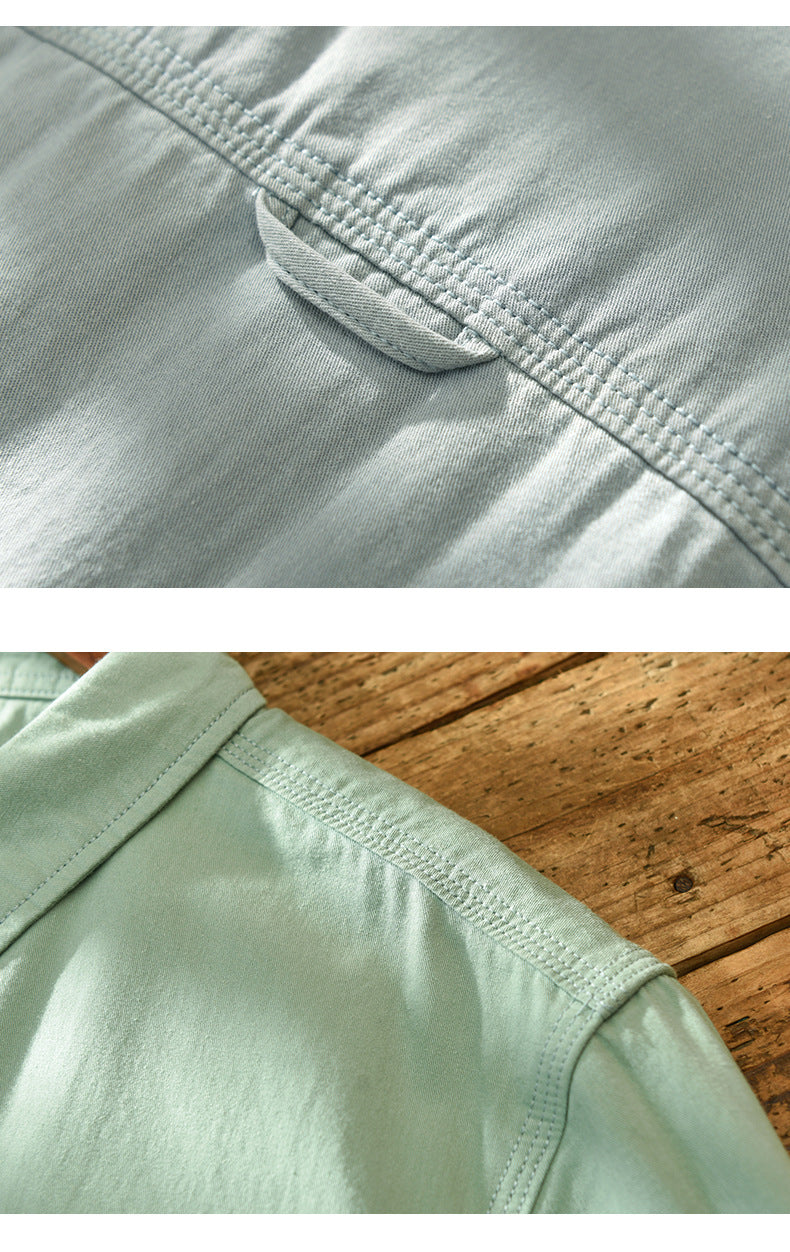 Basic Solid Double Flapped Pocket Style Shirt