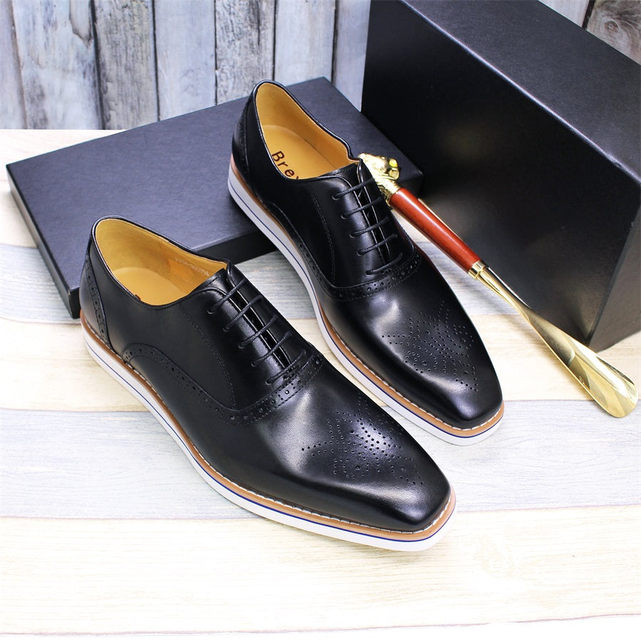 Solid Lace-Up Pointed Toe Oxford Shoes
