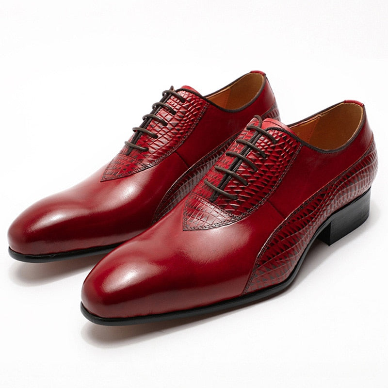 Patterned Leather Combination Men Classic Oxford Shoes