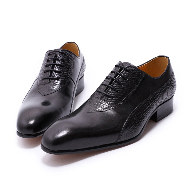 Combinación de cuero estampado Hombres Zapatos Oxford clásicos