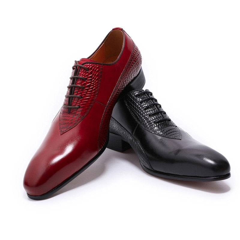 Combinación de cuero estampado Hombres Zapatos Oxford clásicos