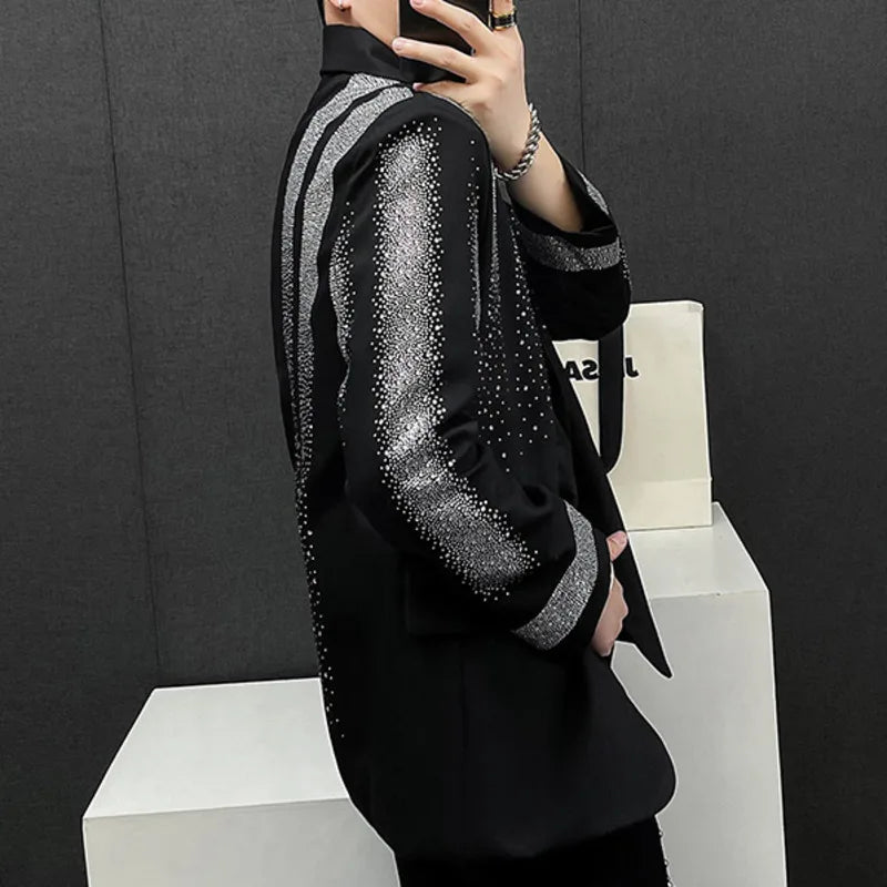 Raining Rhinestone Black Color Blazer
