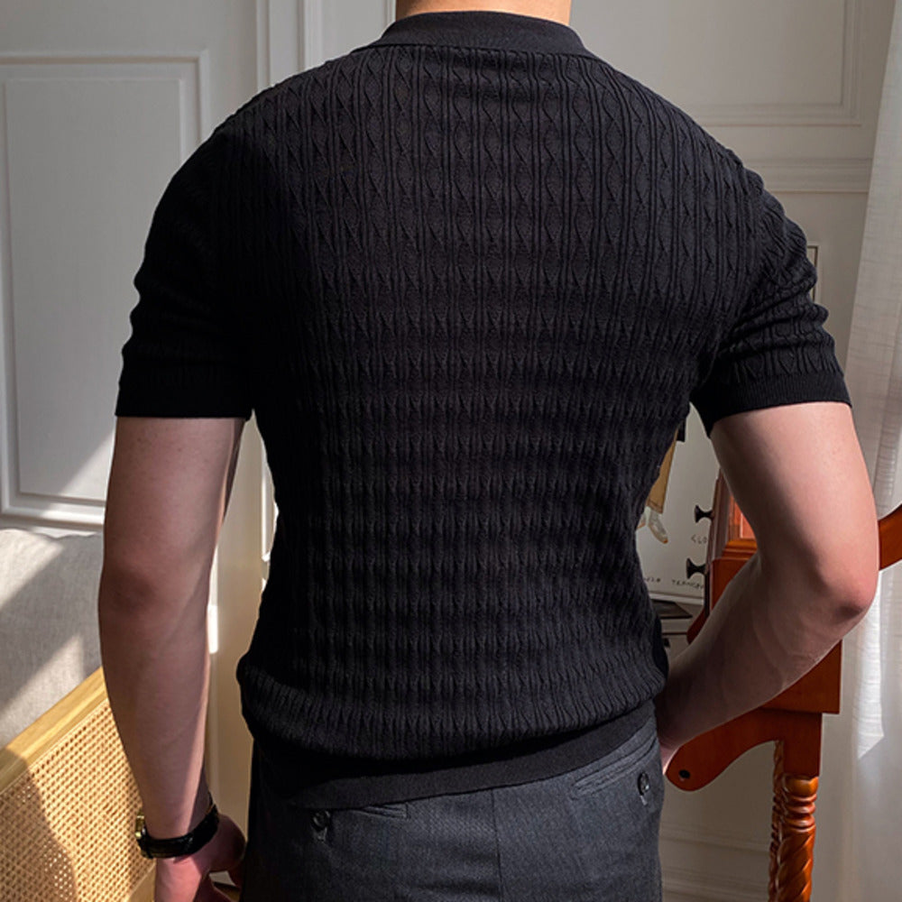 Chemise Viscose Géométrique Revers Jacquard