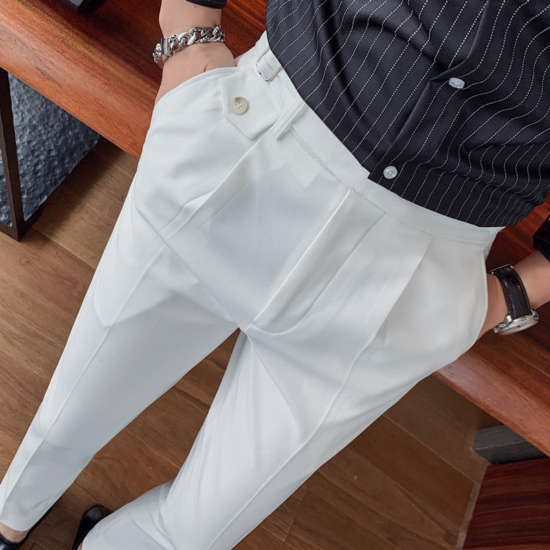 Unique Waist Style Pleated Front Trousers
