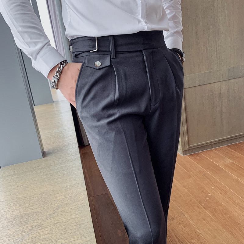 Unique Waist Style Pleated Front Trousers