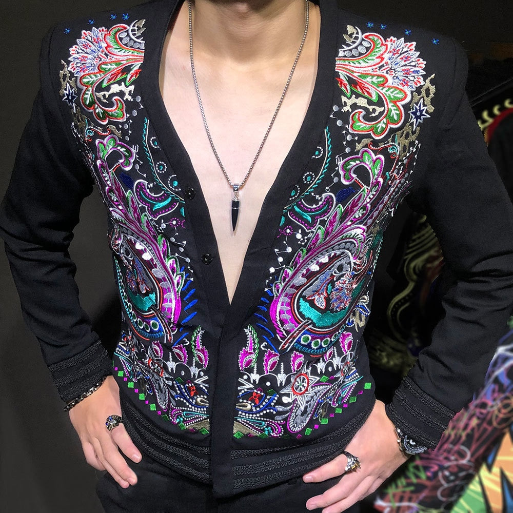 Chinese Stitching Embroidery Blazer