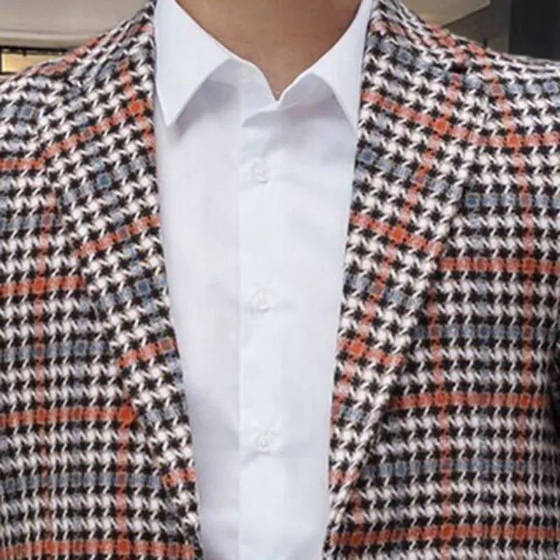 Plaid Pattern Single Breasted Blazer